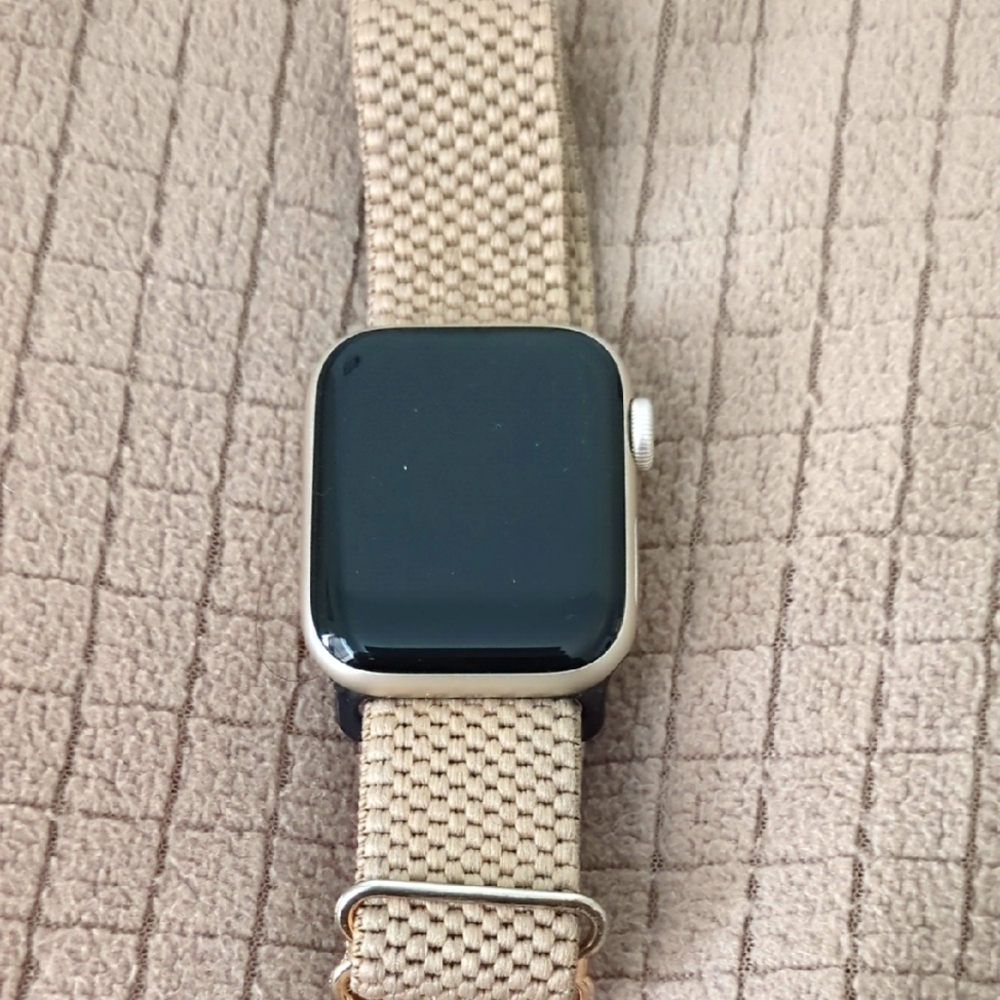 Apple Watch SE with Beige Woven Band